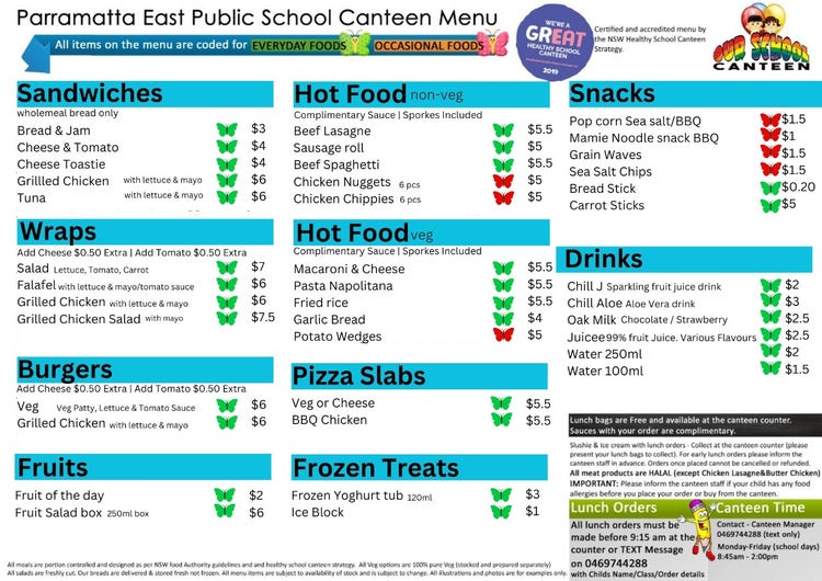 Canteen menu